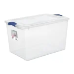 Sterilite 66 Qt. Clear Plastic Latch Box, Blue Latches with Clear Lid
